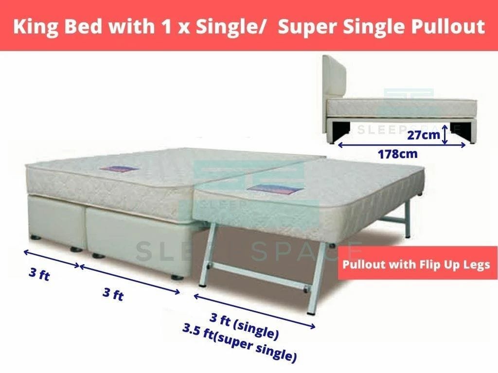 King size bed with deals pull out single