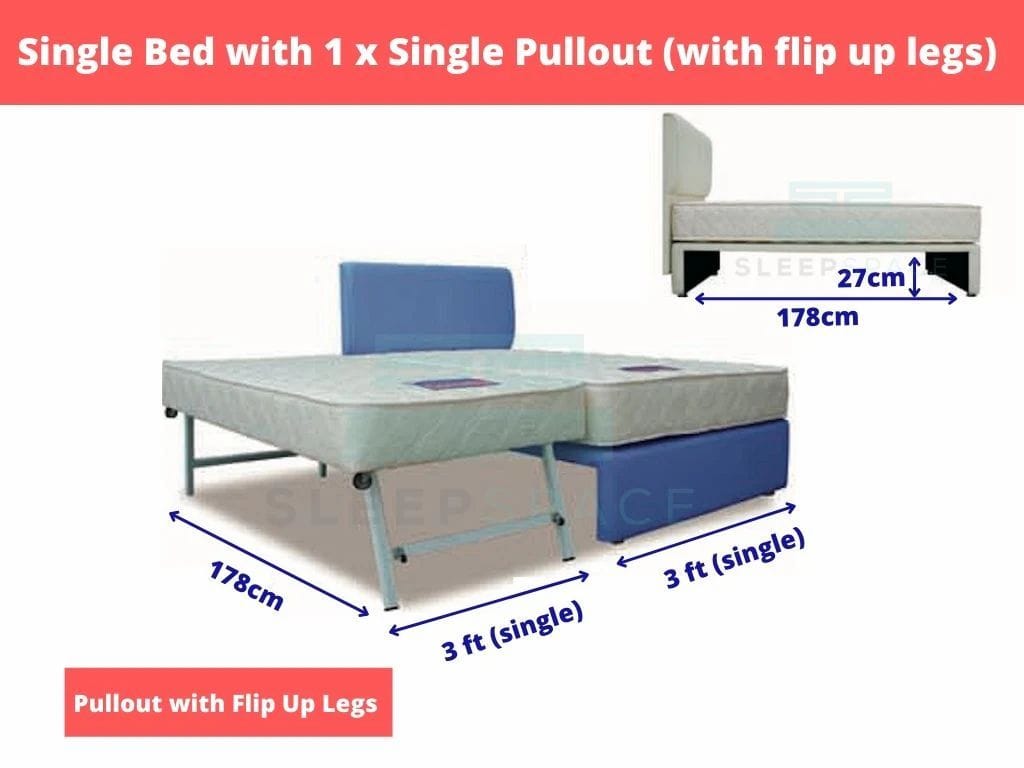 Super single bed with deals pull out bed