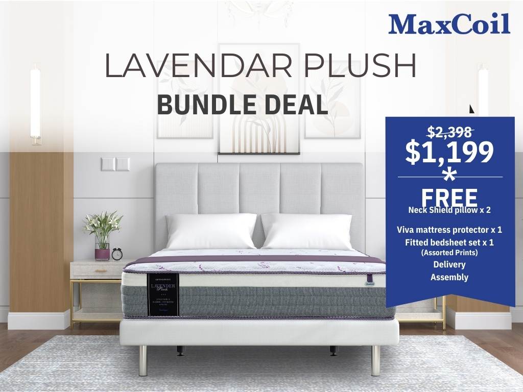 MaxCoil Lavender Plush Pocketed Spring Mattress & Bed Bundle