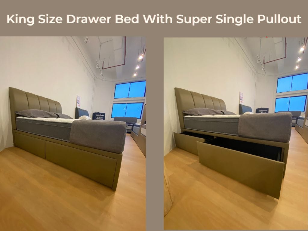 King size bed with deals pull out single