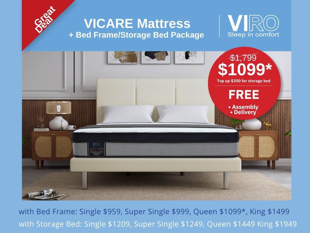 Viro Vicare Pocketed Spring Mattress + Bed Bundle Promo